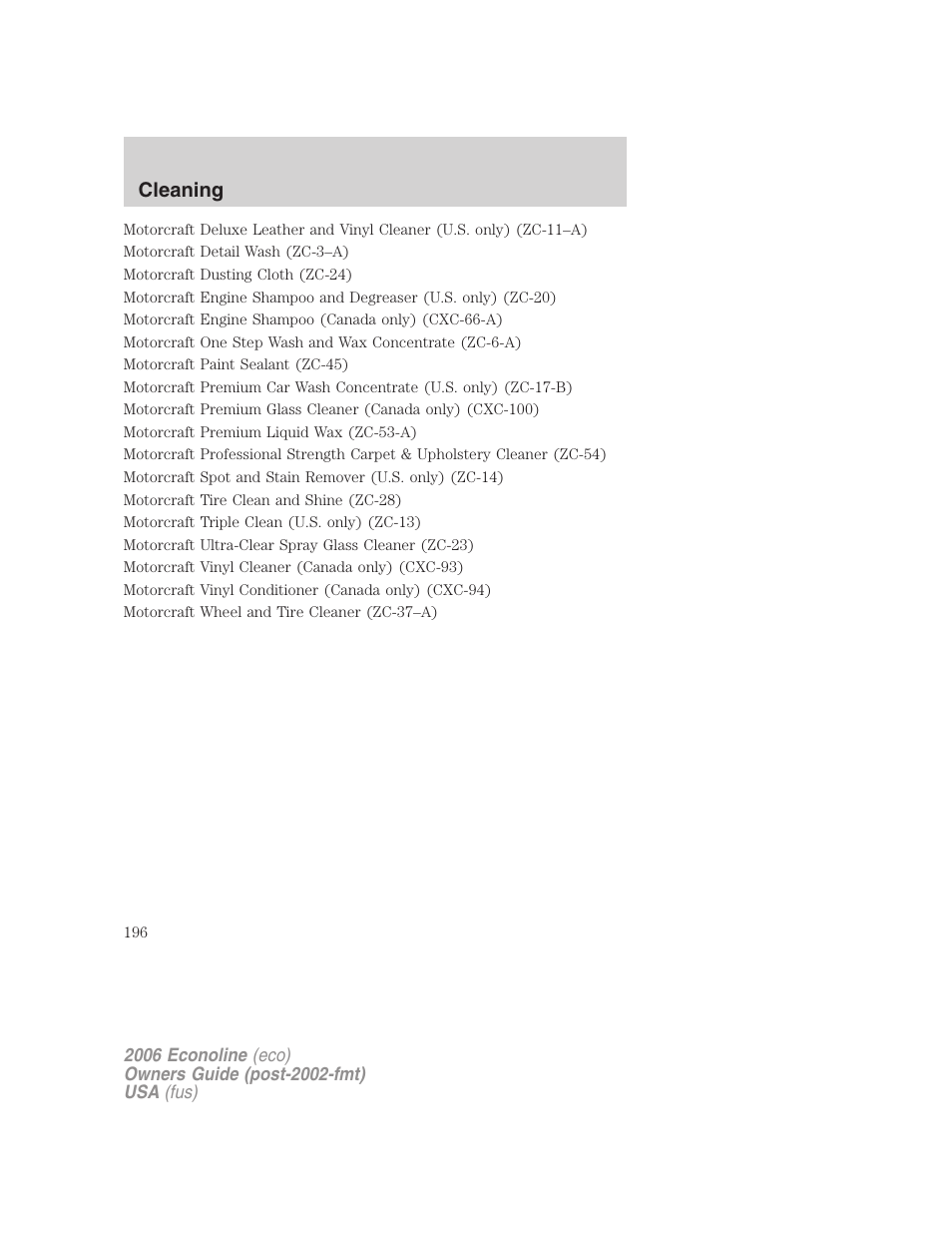 Cleaning | FORD 2006 E-450 v.1 User Manual | Page 196 / 248