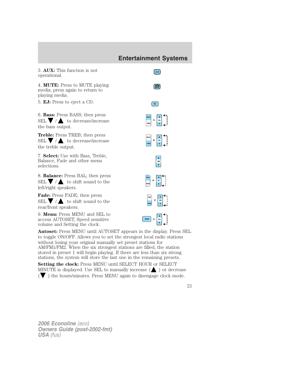 Entertainment systems | FORD 2006 E-450 v.1 User Manual | Page 21 / 248