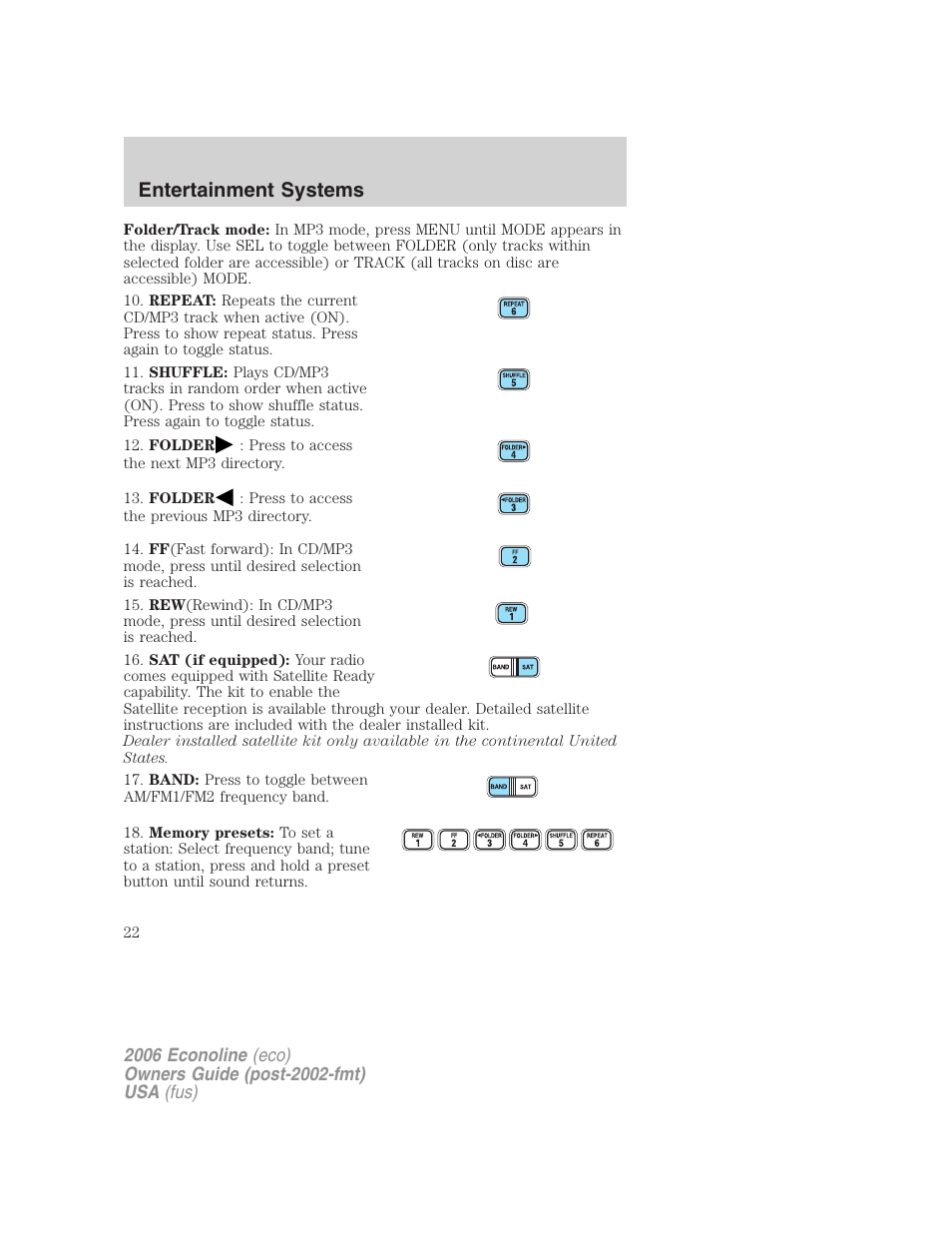 Entertainment systems | FORD 2006 E-450 v.1 User Manual | Page 22 / 248