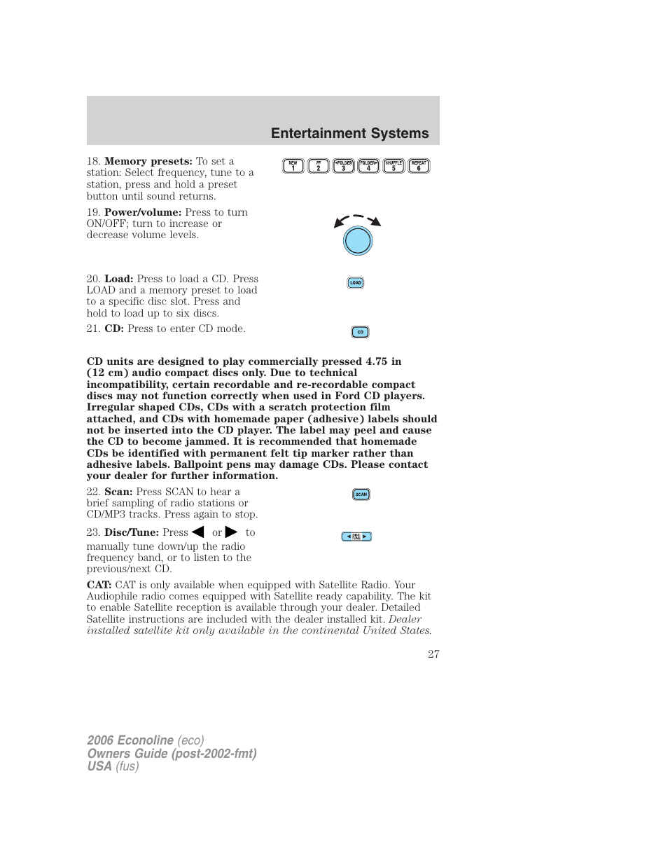 Entertainment systems | FORD 2006 E-450 v.1 User Manual | Page 27 / 248