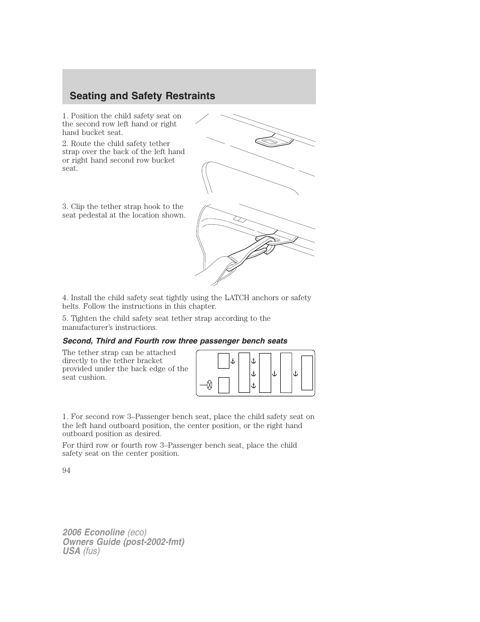 Seating and safety restraints | FORD 2006 E-450 v.1 User Manual | Page 94 / 248