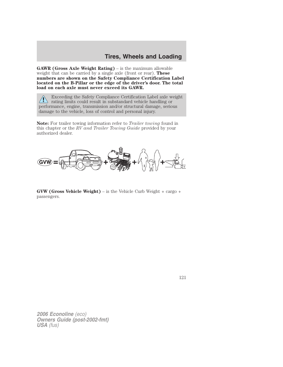 Tires, wheels and loading | FORD 2006 E-450 v.3 User Manual | Page 121 / 256