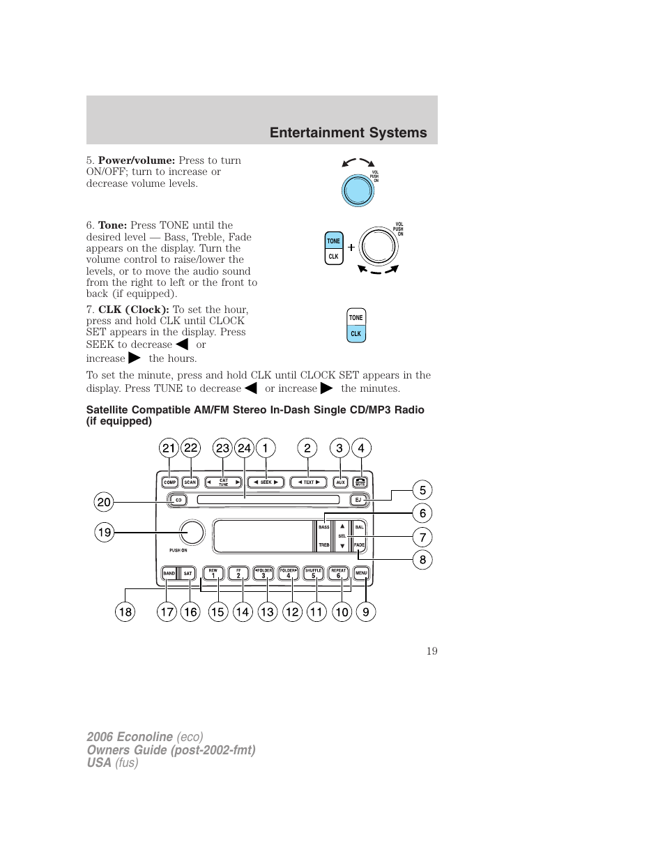 Am/fm stereo with single cd, Entertainment systems | FORD 2006 E-450 v.3 User Manual | Page 19 / 256