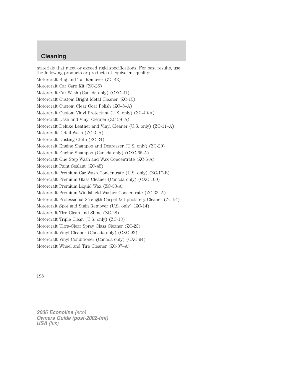 Cleaning | FORD 2006 E-450 v.3 User Manual | Page 198 / 256