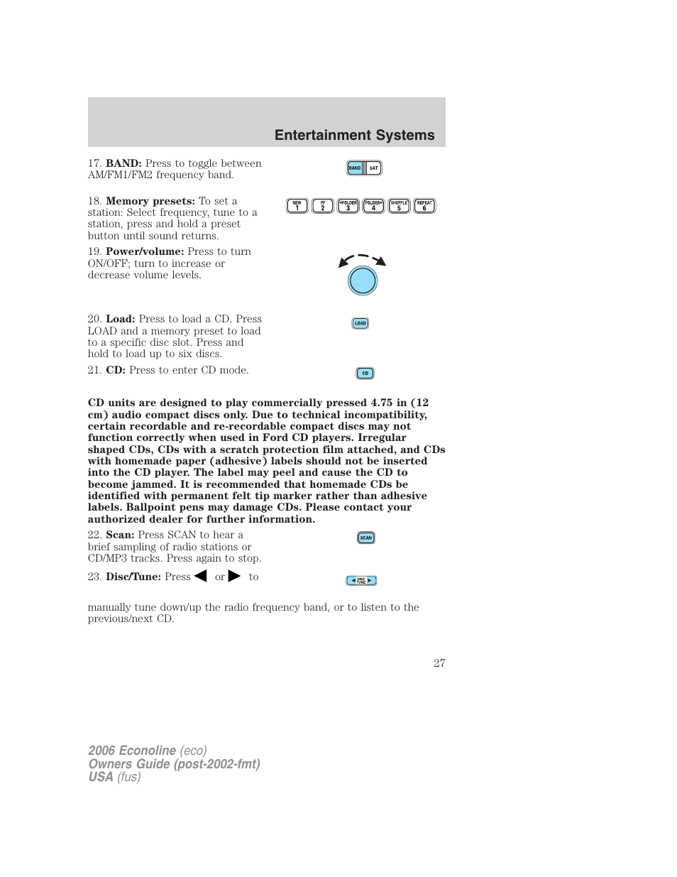 Entertainment systems | FORD 2006 E-450 v.3 User Manual | Page 27 / 256