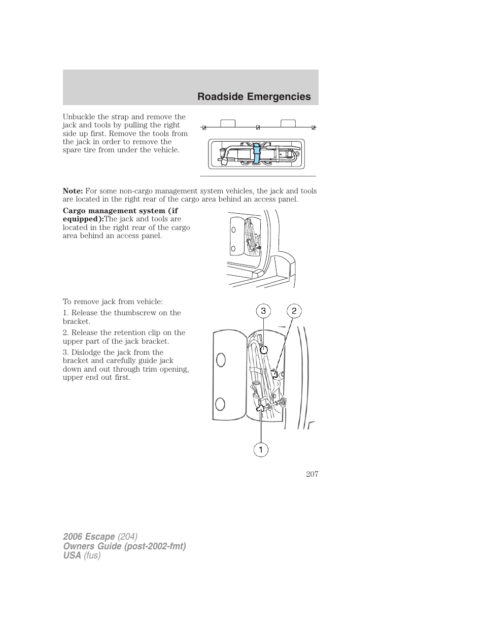 Roadside emergencies | FORD 2006 Escape v.1 User Manual | Page 207 / 288