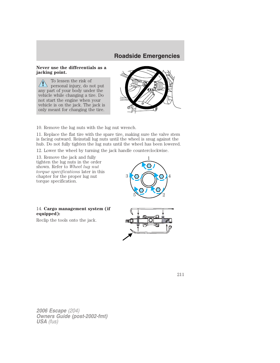 Roadside emergencies | FORD 2006 Escape v.1 User Manual | Page 211 / 288