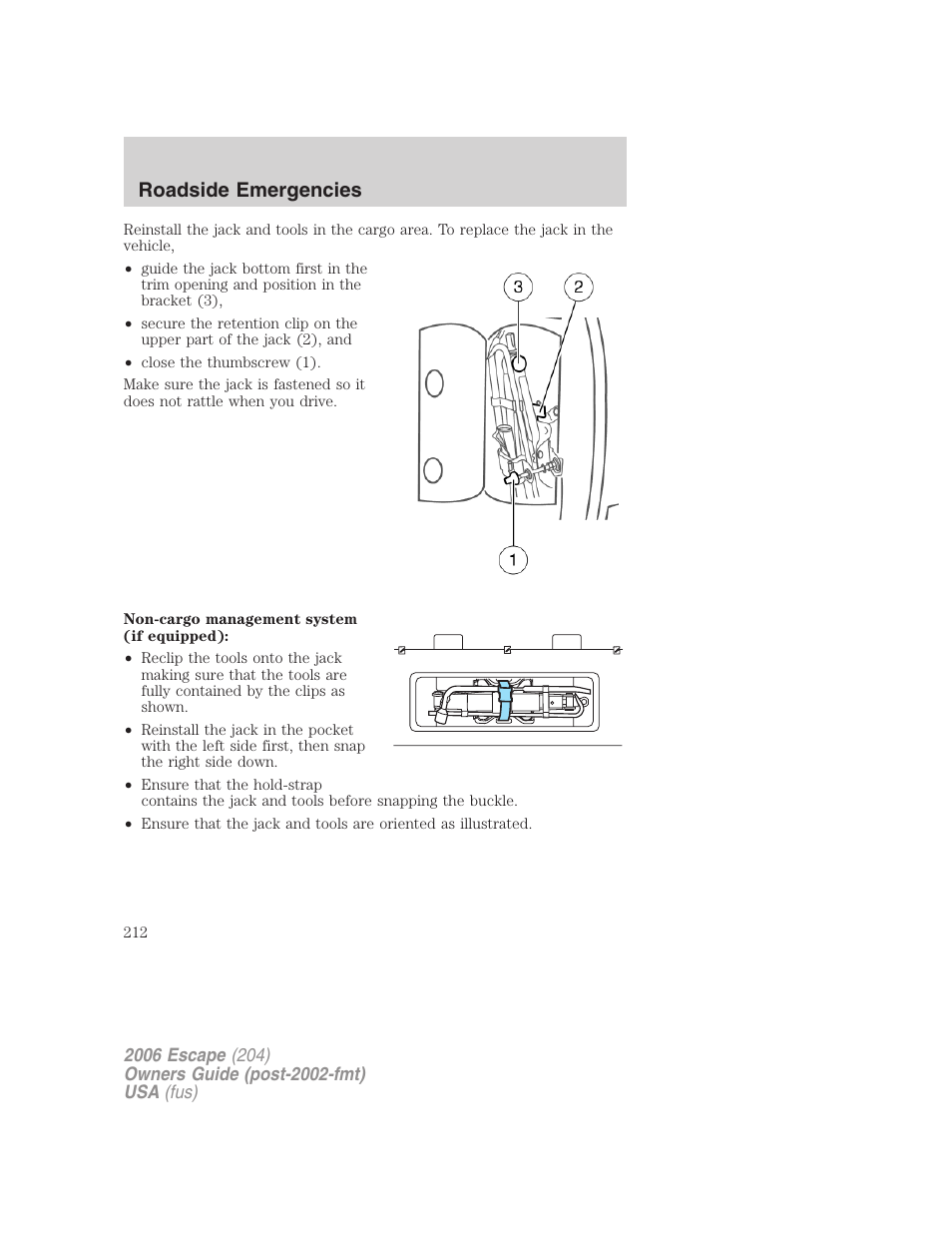 Roadside emergencies | FORD 2006 Escape v.1 User Manual | Page 212 / 288