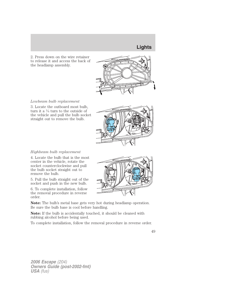 Lights | FORD 2006 Escape v.1 User Manual | Page 49 / 288