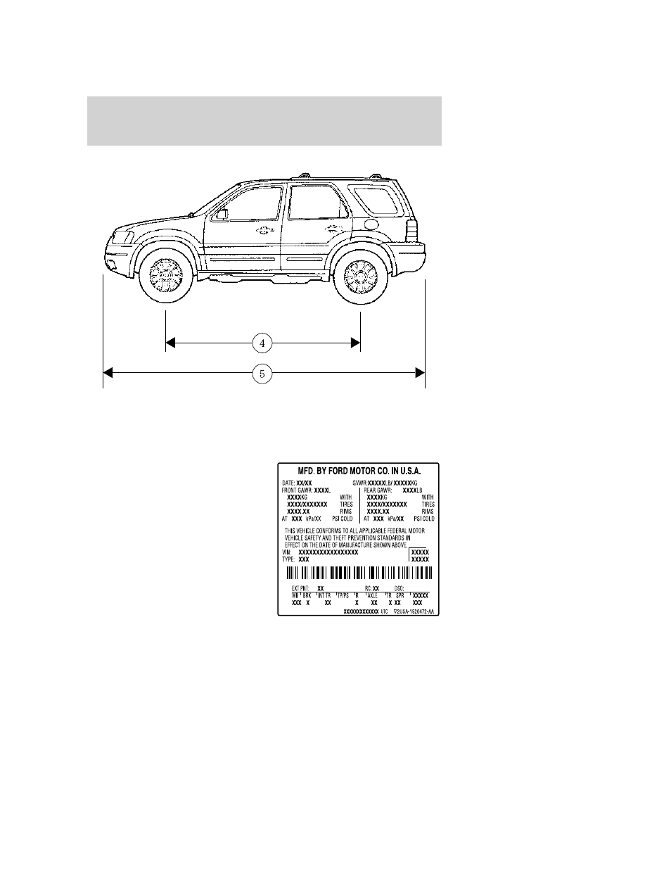 Identifying your vehicle, Safety compliance certification label, Maintenance and specifications | FORD 2006 Escape v.3 User Manual | Page 282 / 296
