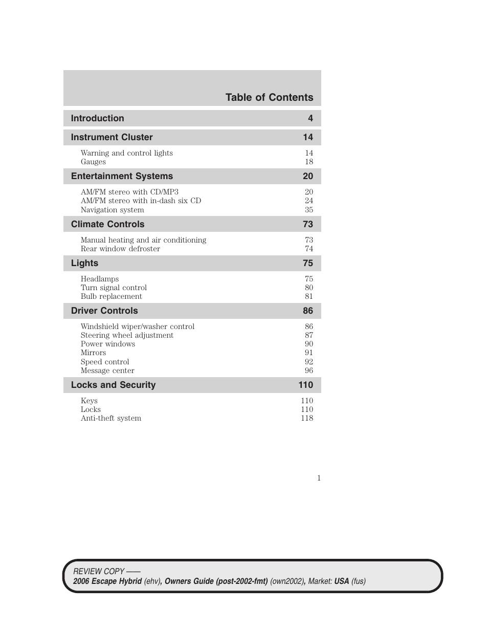 FORD 2006 Escape Hybrid v.2 User Manual | 340 pages