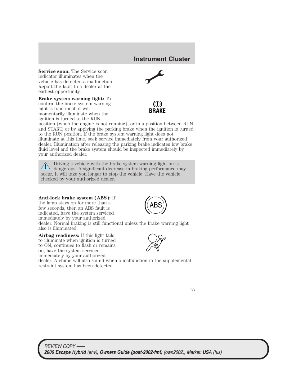 FORD 2006 Escape Hybrid v.2 User Manual | Page 15 / 340