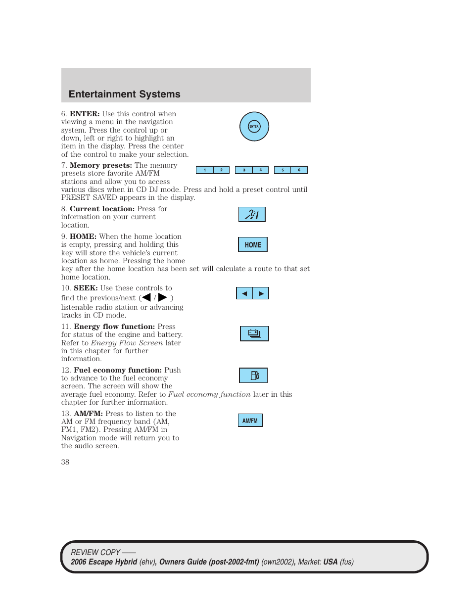Entertainment systems | FORD 2006 Escape Hybrid v.2 User Manual | Page 38 / 340