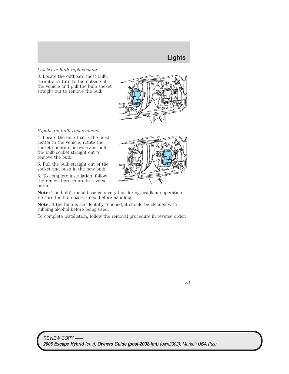 Lights | FORD 2006 Escape Hybrid v.2 User Manual | Page 83 / 340