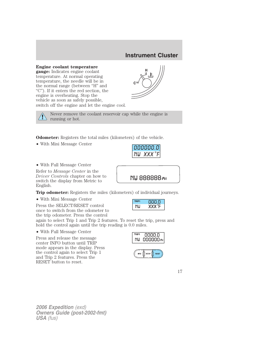 Instrument cluster | FORD 2006 Expedition v.1 User Manual | Page 17 / 360