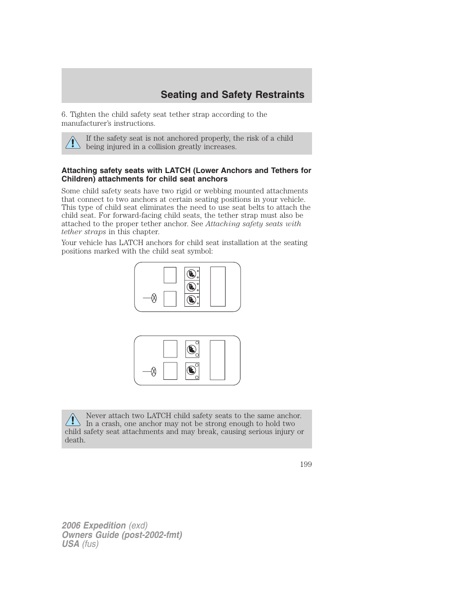 Seating and safety restraints | FORD 2006 Expedition v.1 User Manual | Page 199 / 360
