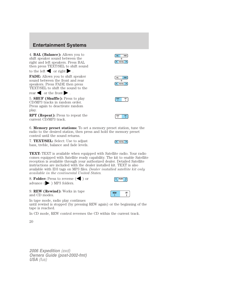 Entertainment systems | FORD 2006 Expedition v.1 User Manual | Page 20 / 360