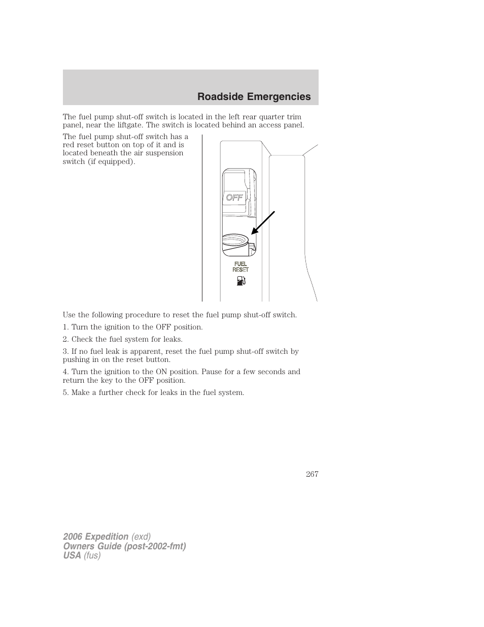 Roadside emergencies | FORD 2006 Expedition v.1 User Manual | Page 267 / 360