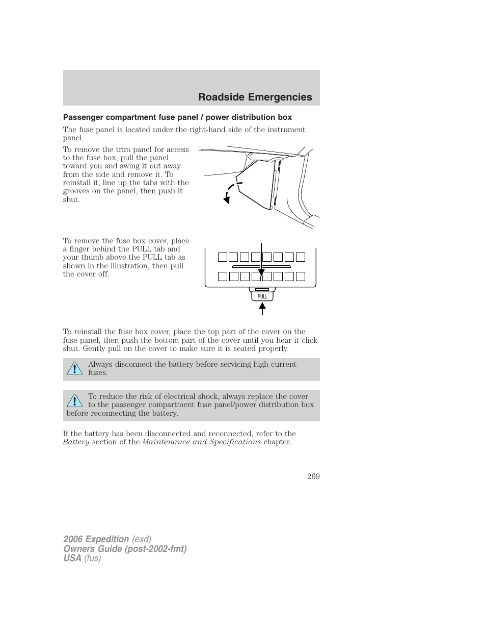 Roadside emergencies | FORD 2006 Expedition v.1 User Manual | Page 269 / 360