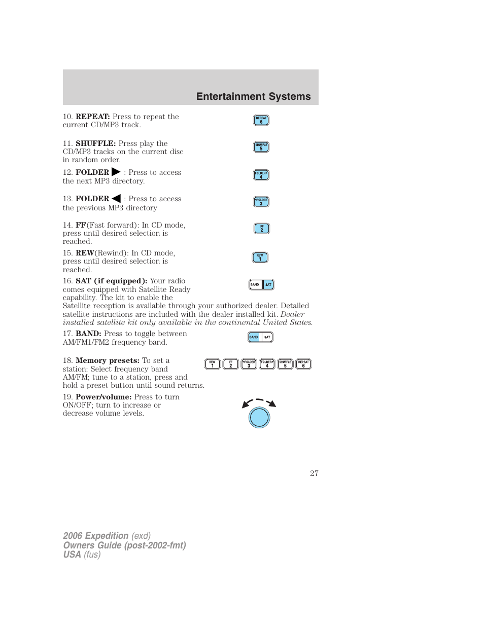 Entertainment systems | FORD 2006 Expedition v.1 User Manual | Page 27 / 360