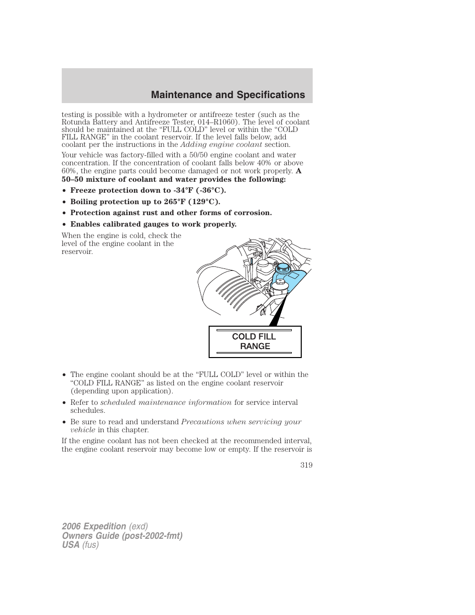 Maintenance and specifications | FORD 2006 Expedition v.1 User Manual | Page 319 / 360