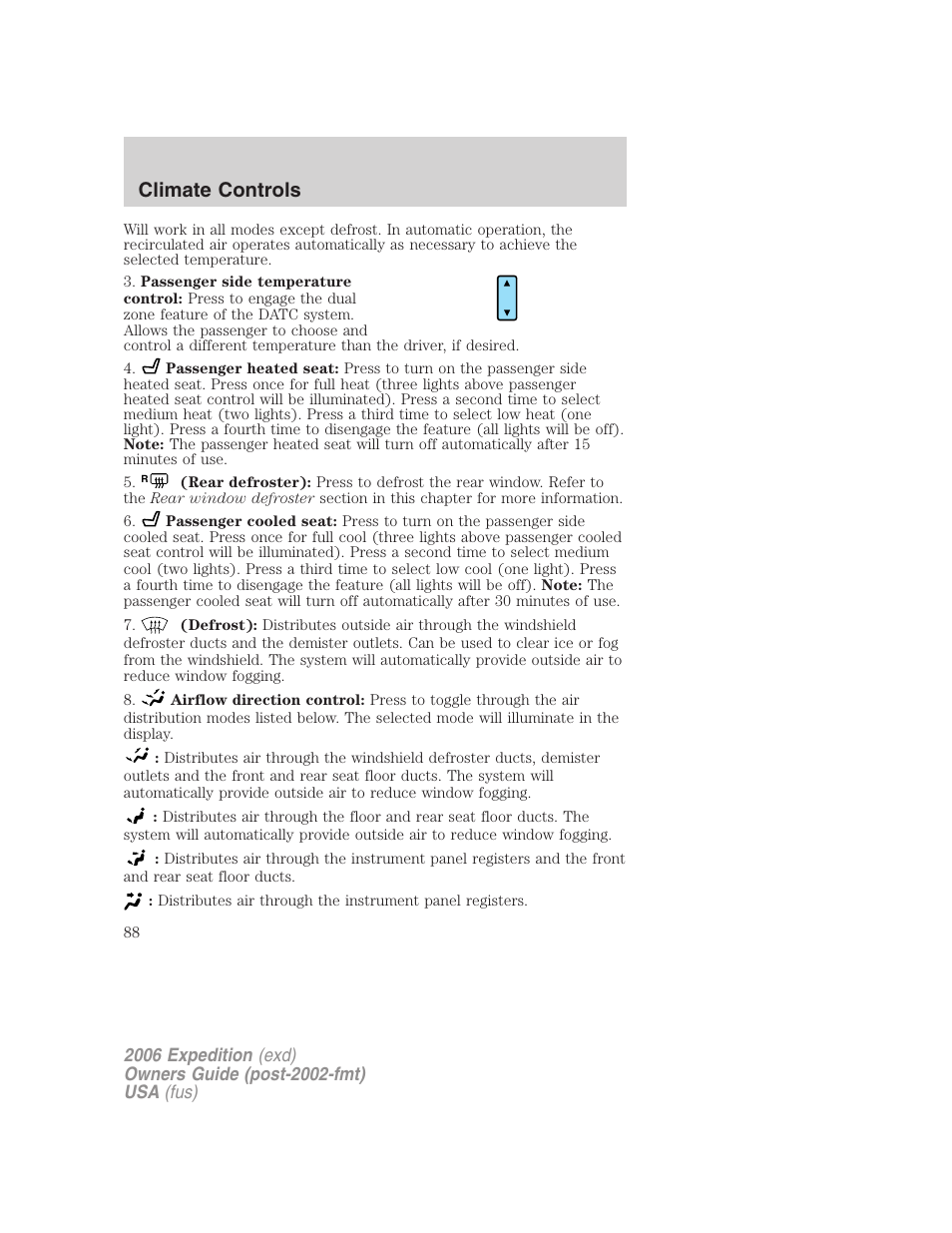 Climate controls | FORD 2006 Expedition v.1 User Manual | Page 88 / 360