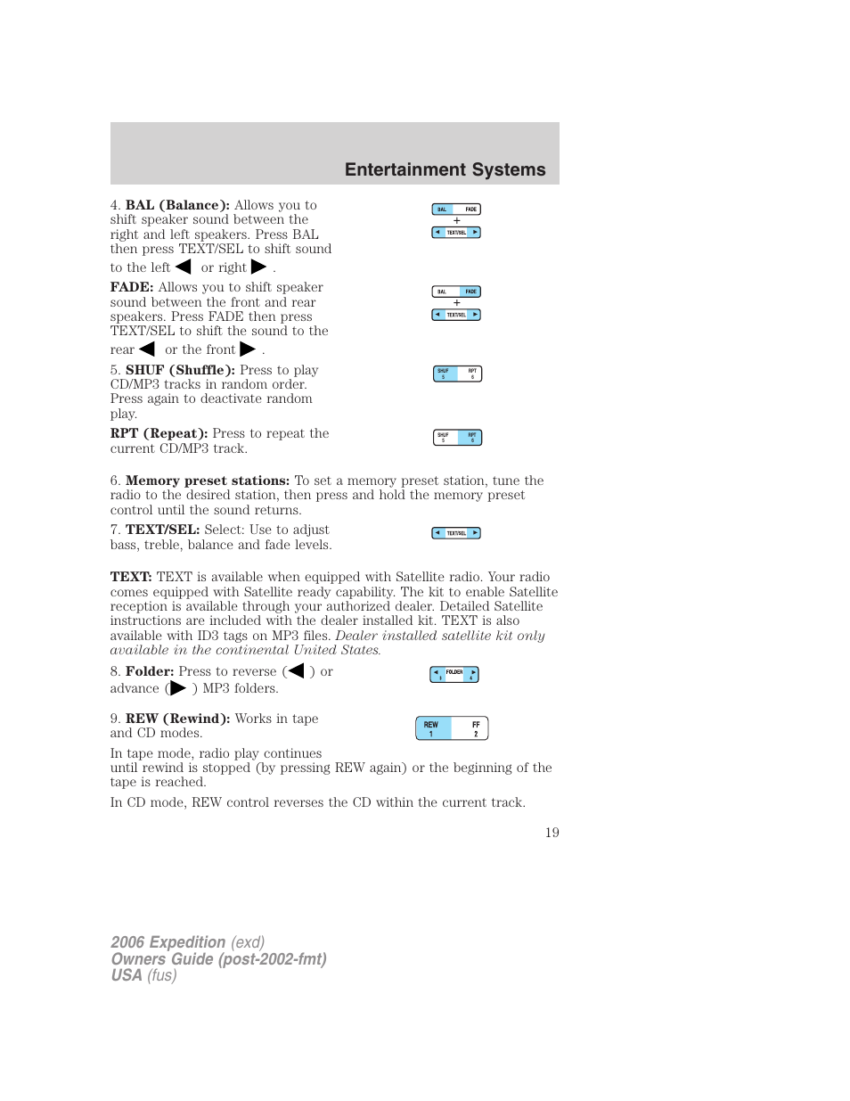 Entertainment systems | FORD 2006 Expedition v.2 User Manual | Page 19 / 368