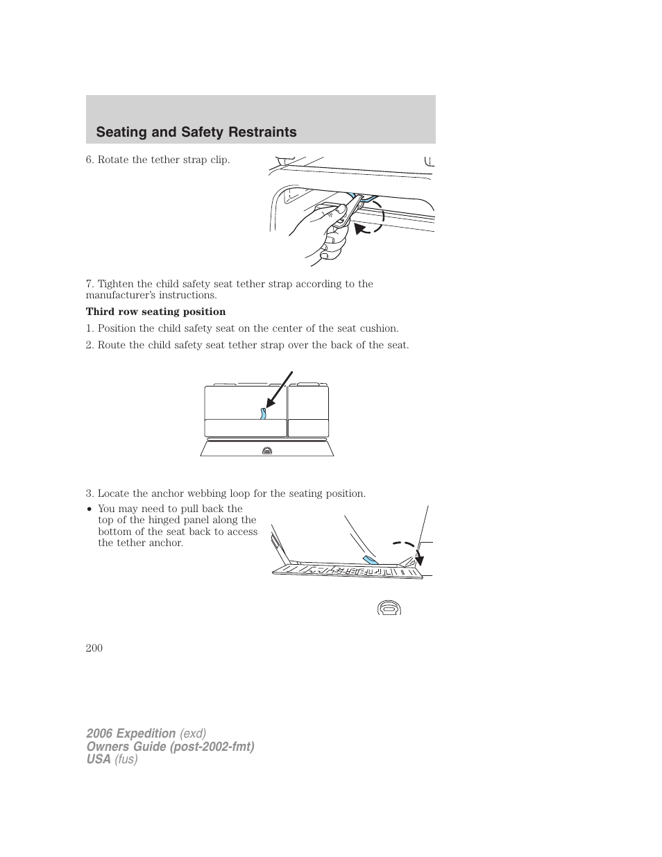 Seating and safety restraints | FORD 2006 Expedition v.2 User Manual | Page 200 / 368