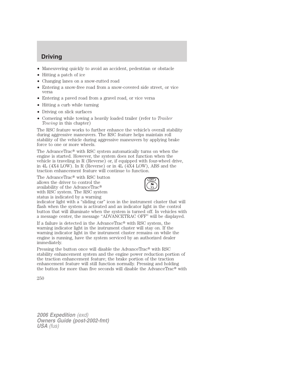 Driving | FORD 2006 Expedition v.2 User Manual | Page 250 / 368