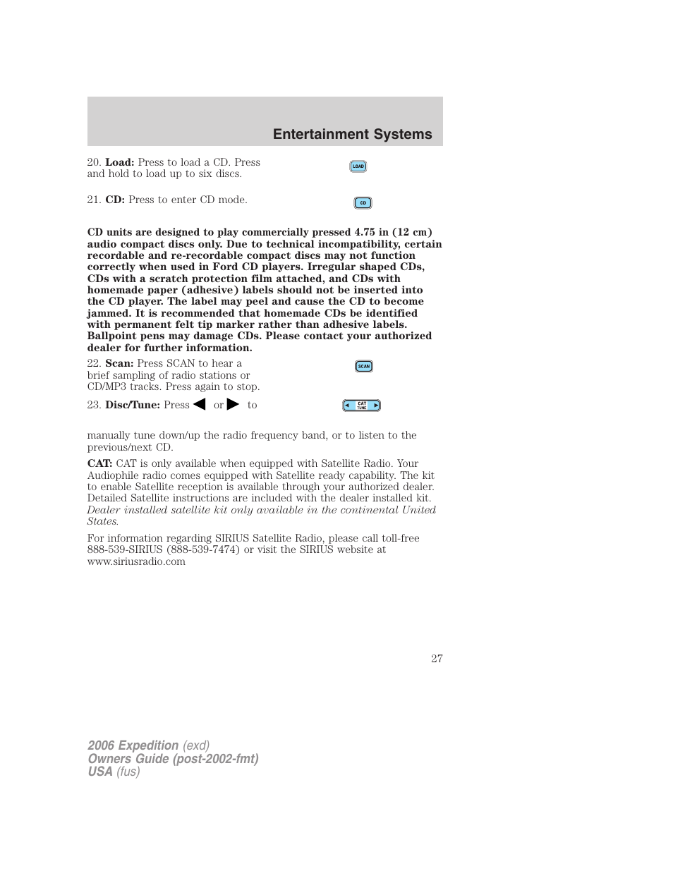 Entertainment systems | FORD 2006 Expedition v.2 User Manual | Page 27 / 368