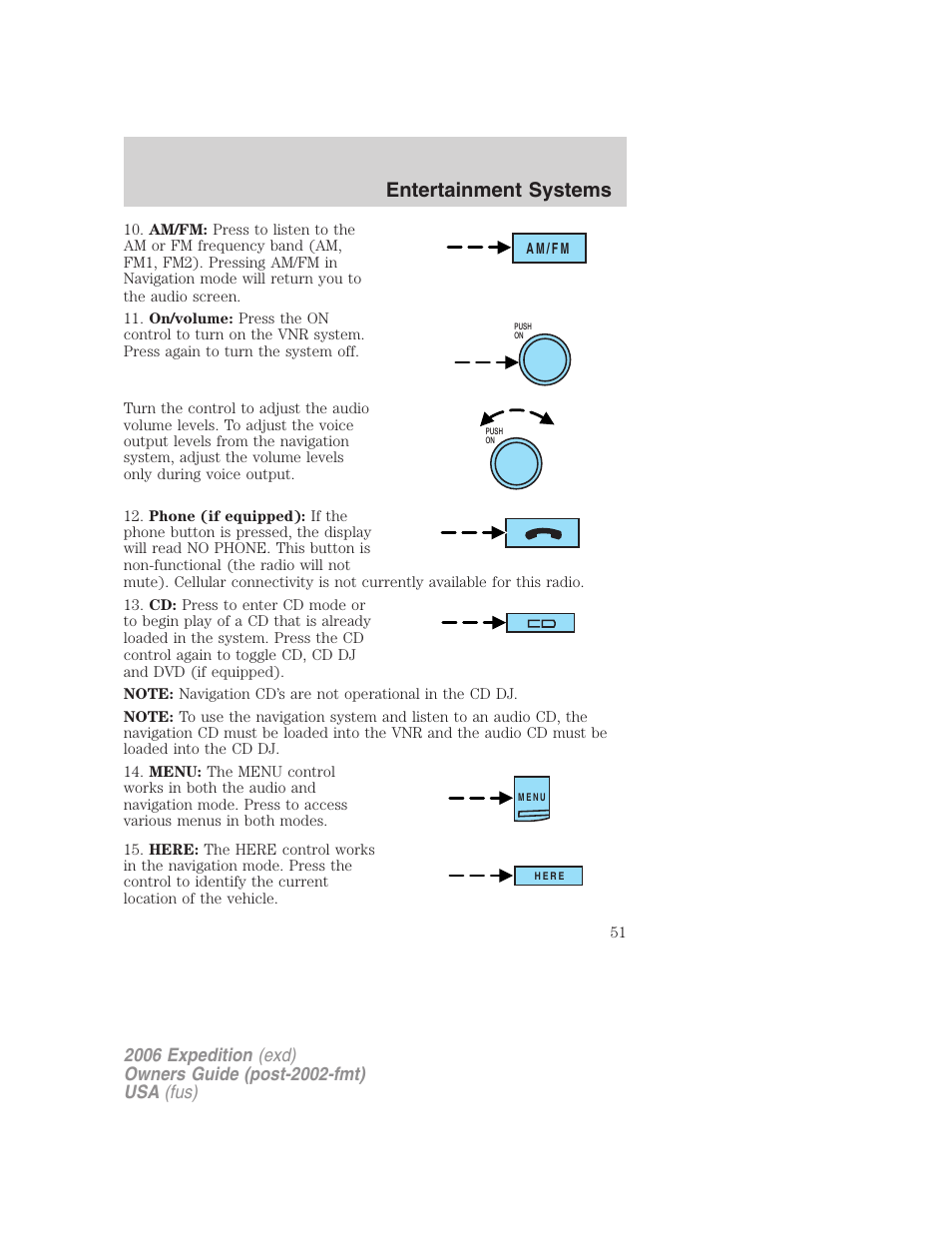 Entertainment systems | FORD 2006 Expedition v.2 User Manual | Page 51 / 368