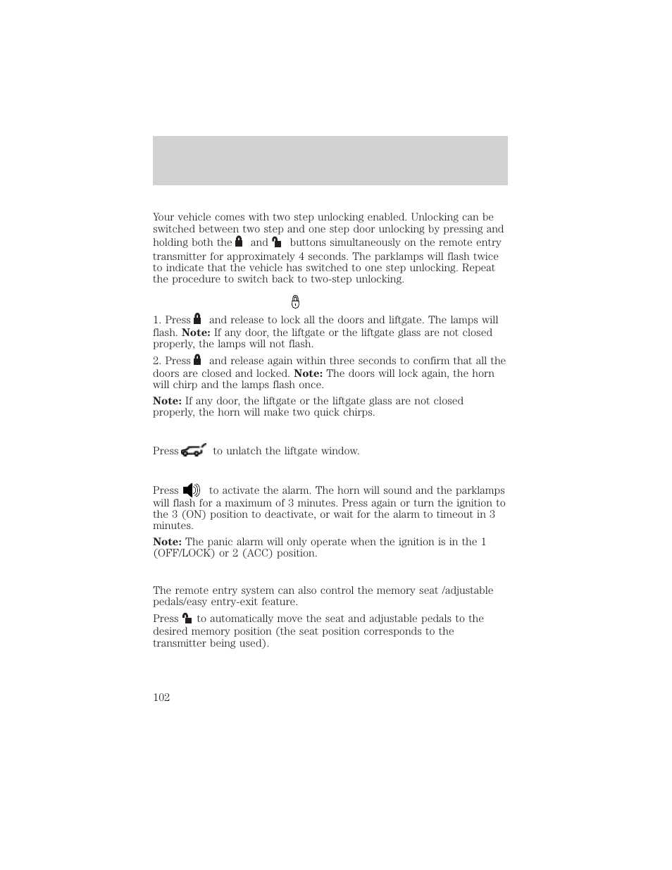 Locks and security | FORD 2006 Explorer v.1 User Manual | Page 102 / 328