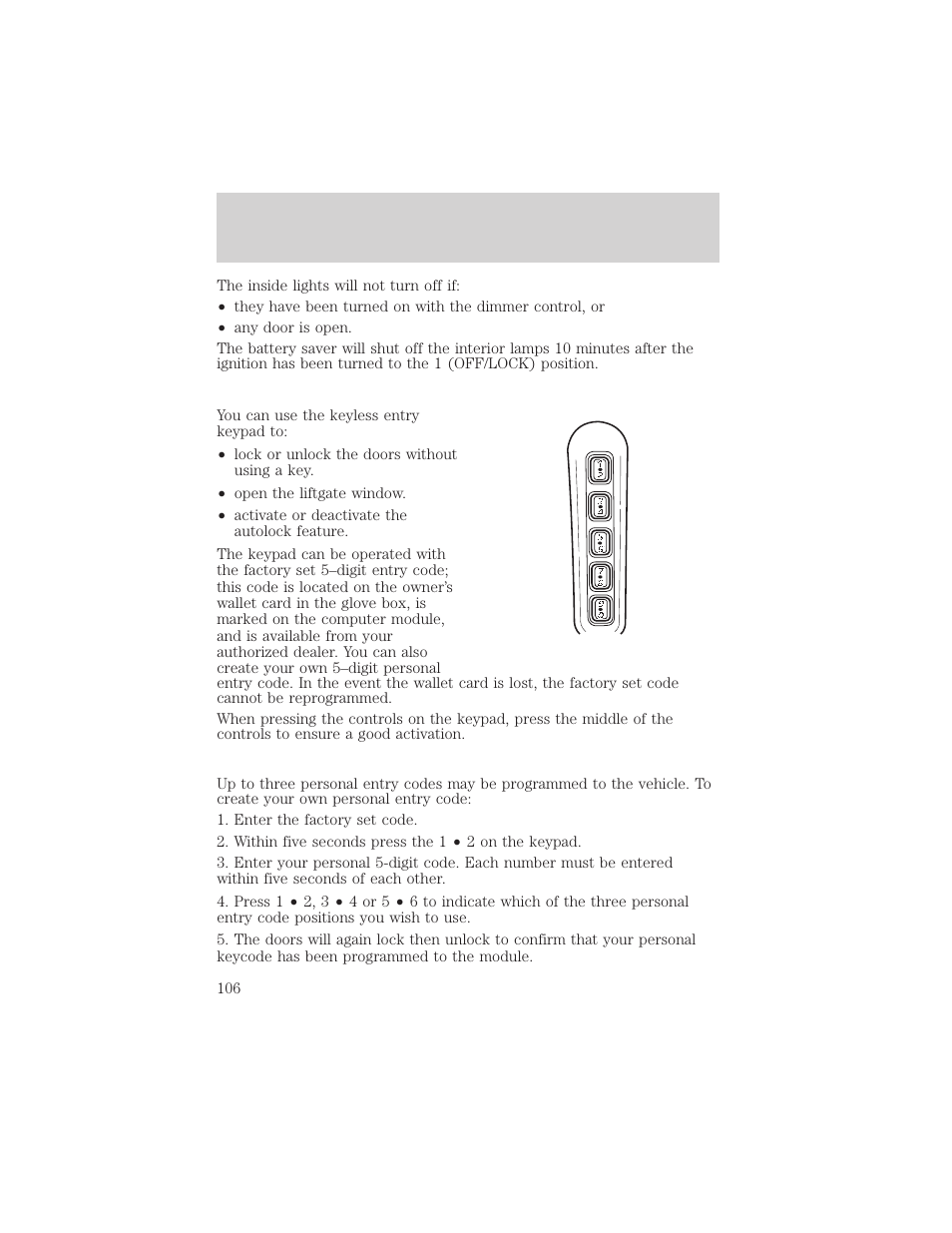 Locks and security | FORD 2006 Explorer v.1 User Manual | Page 106 / 328