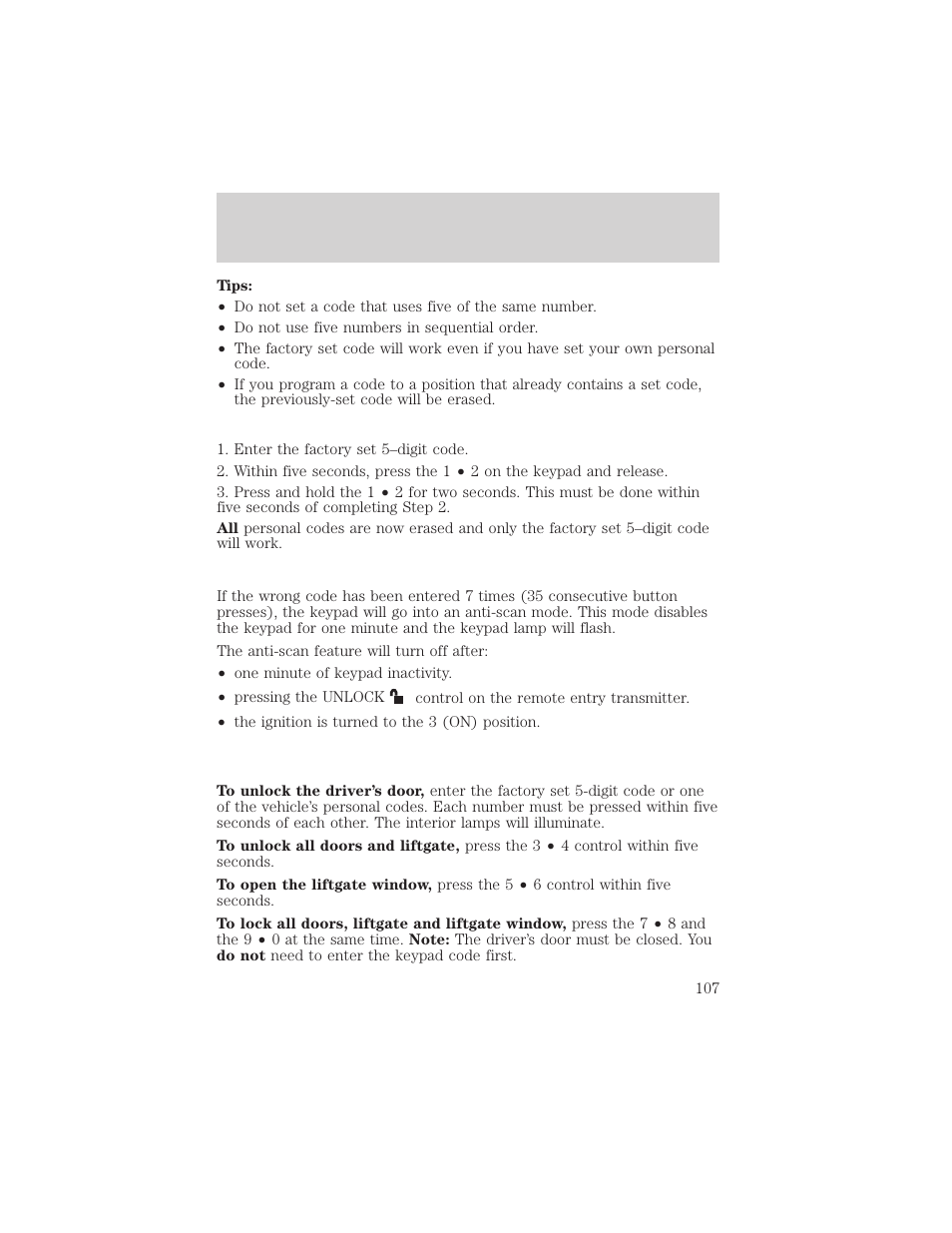 Locks and security | FORD 2006 Explorer v.1 User Manual | Page 107 / 328