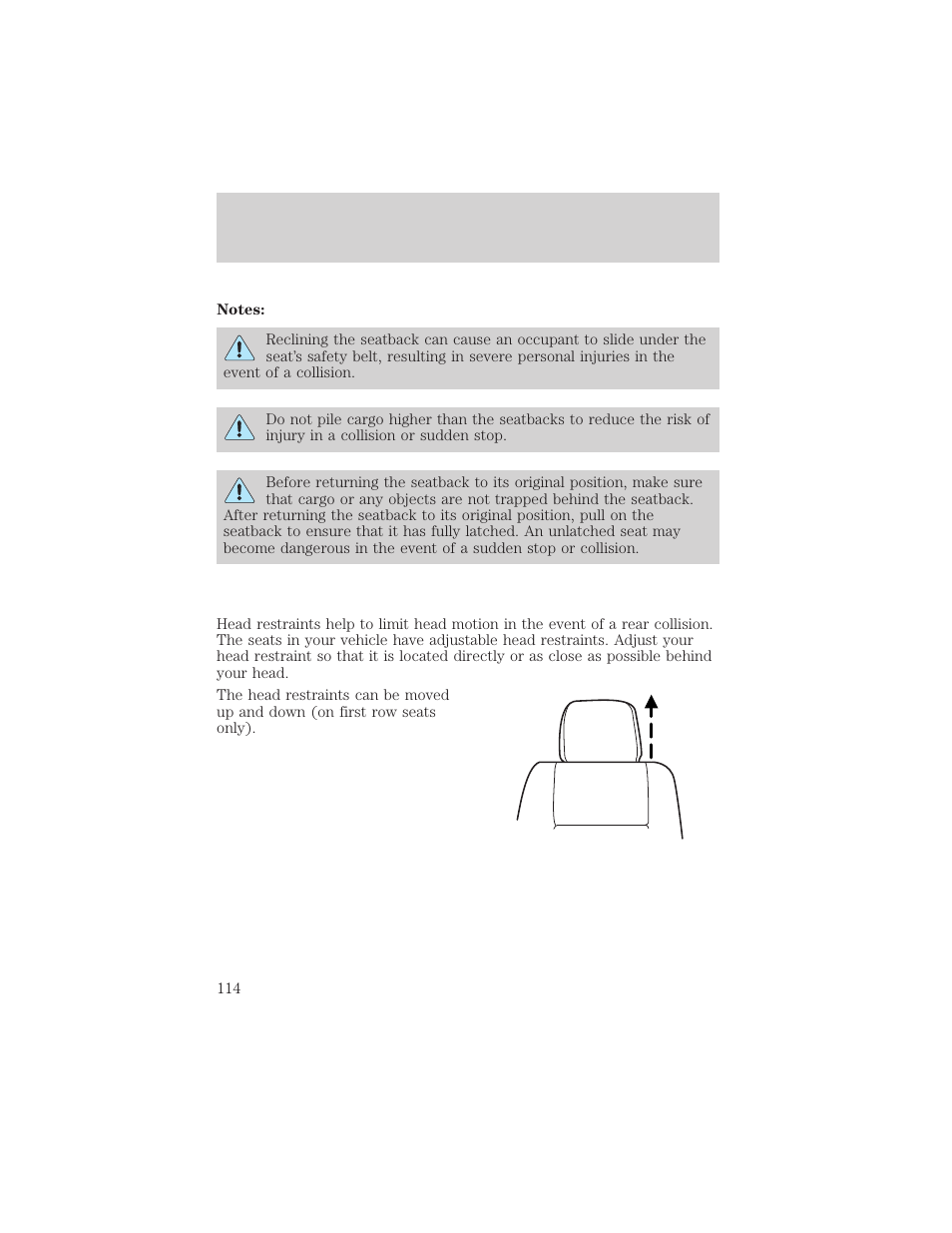 Seating and safety restraints | FORD 2006 Explorer v.1 User Manual | Page 114 / 328