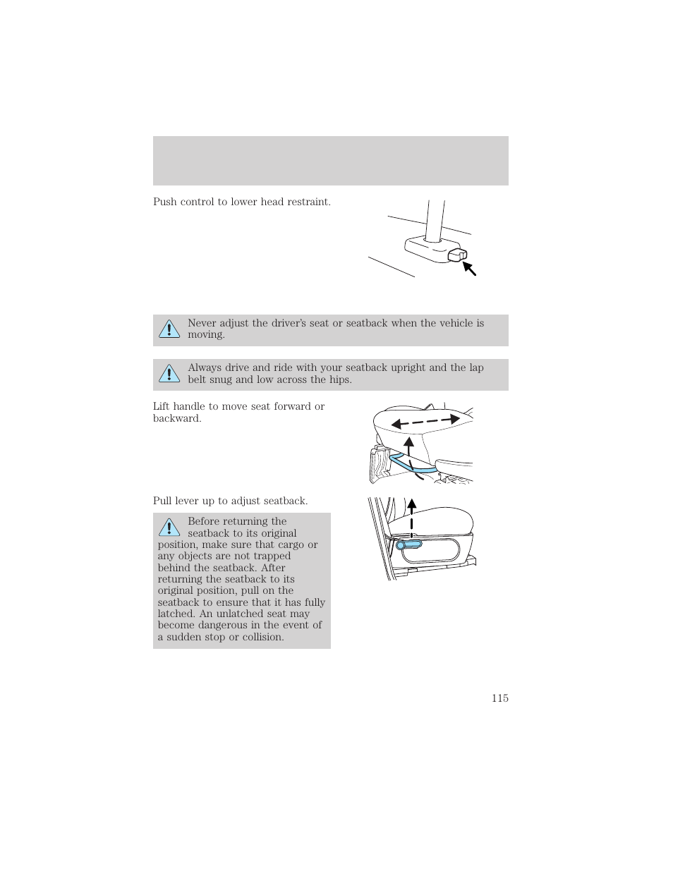 Seating and safety restraints | FORD 2006 Explorer v.1 User Manual | Page 115 / 328