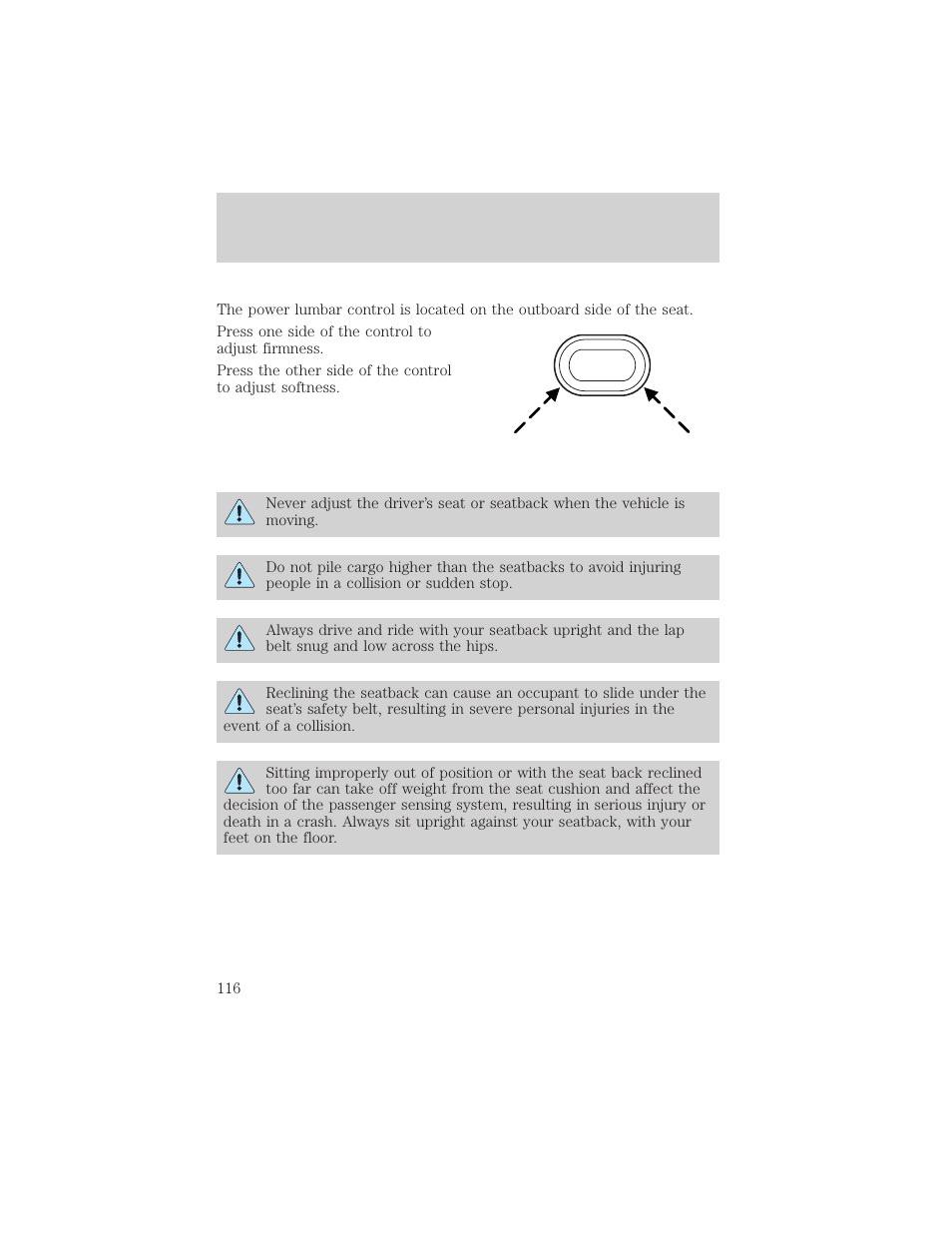 Seating and safety restraints | FORD 2006 Explorer v.1 User Manual | Page 116 / 328