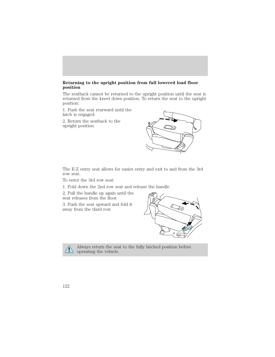 Seating and safety restraints | FORD 2006 Explorer v.1 User Manual | Page 122 / 328