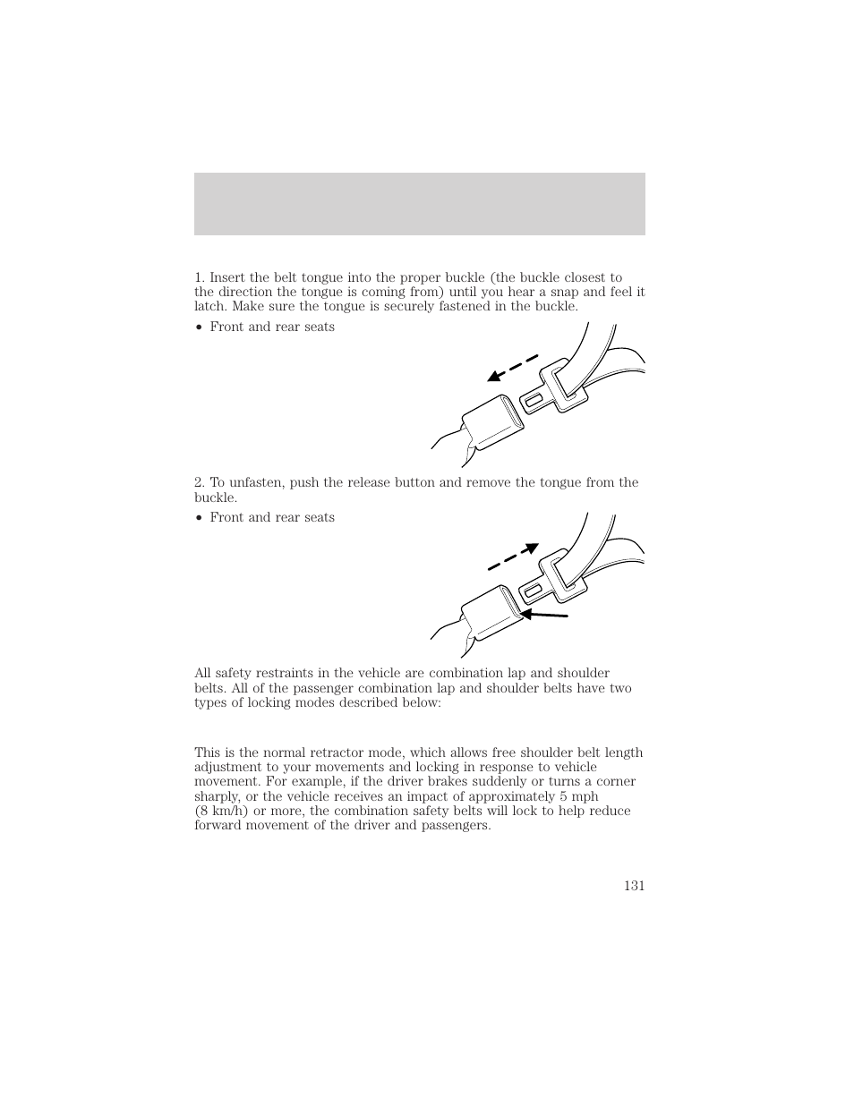 Seating and safety restraints | FORD 2006 Explorer v.1 User Manual | Page 131 / 328