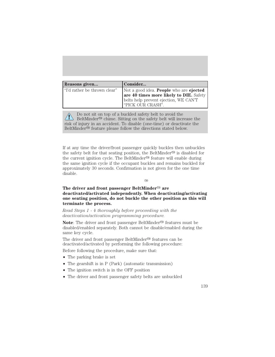 Seating and safety restraints | FORD 2006 Explorer v.1 User Manual | Page 139 / 328