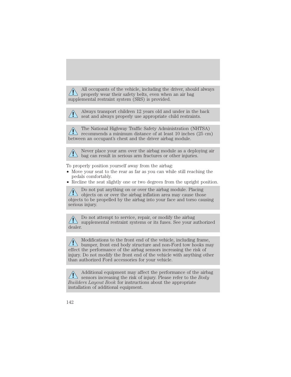 Seating and safety restraints | FORD 2006 Explorer v.1 User Manual | Page 142 / 328