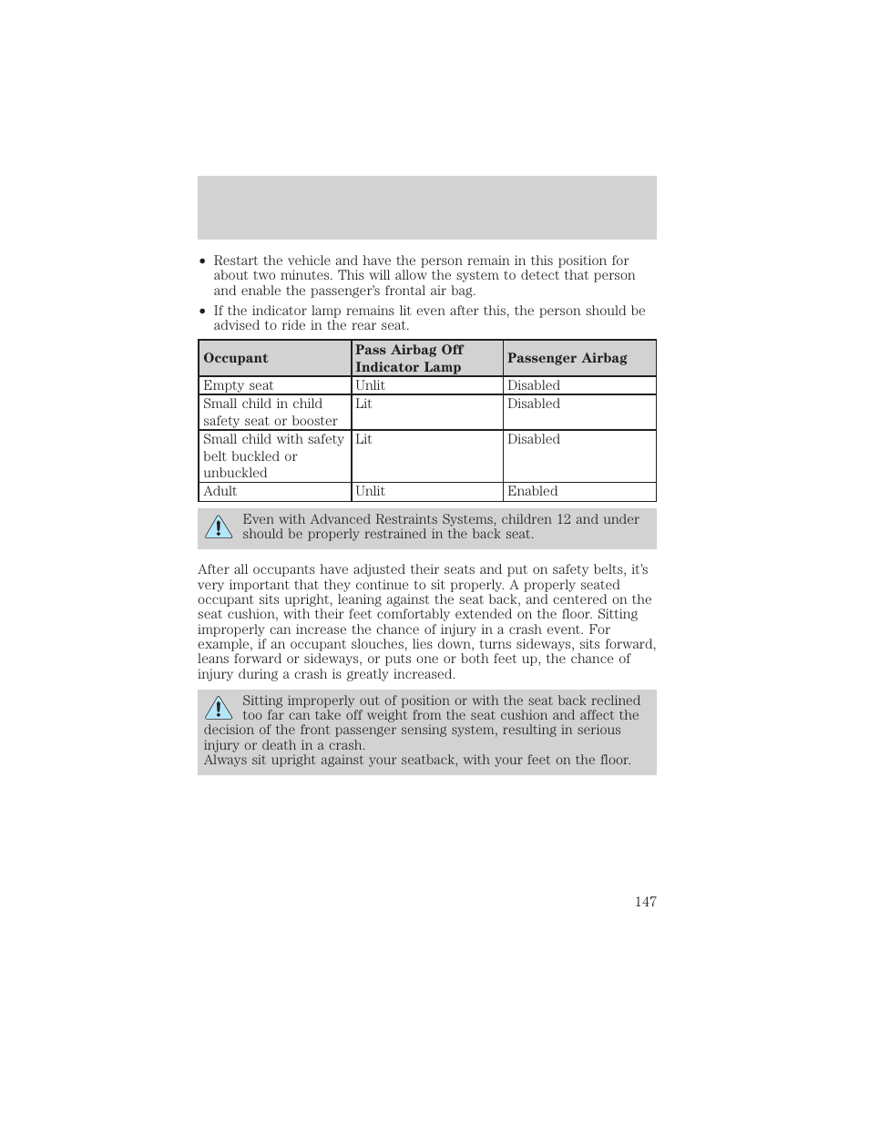 Seating and safety restraints | FORD 2006 Explorer v.1 User Manual | Page 147 / 328