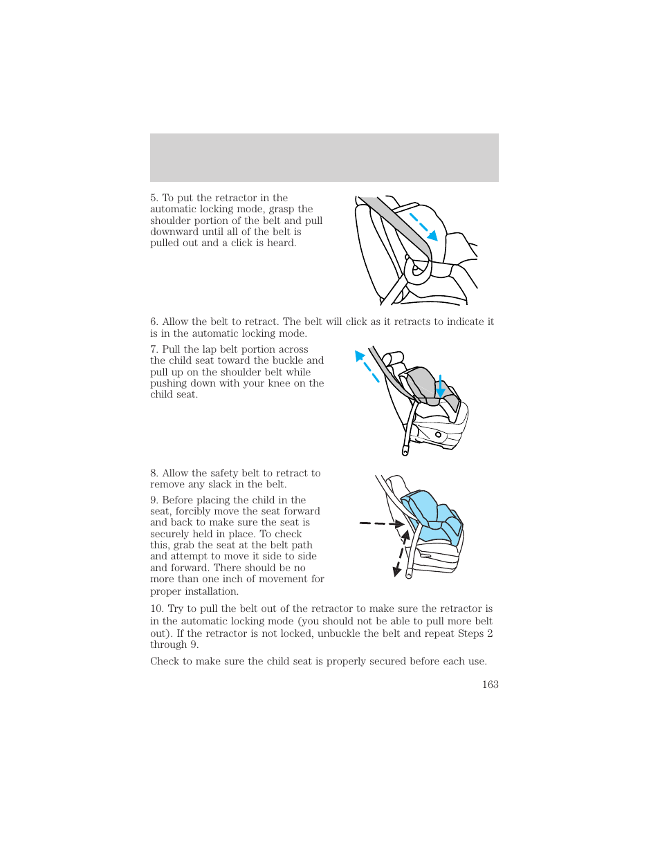 Seating and safety restraints | FORD 2006 Explorer v.1 User Manual | Page 163 / 328