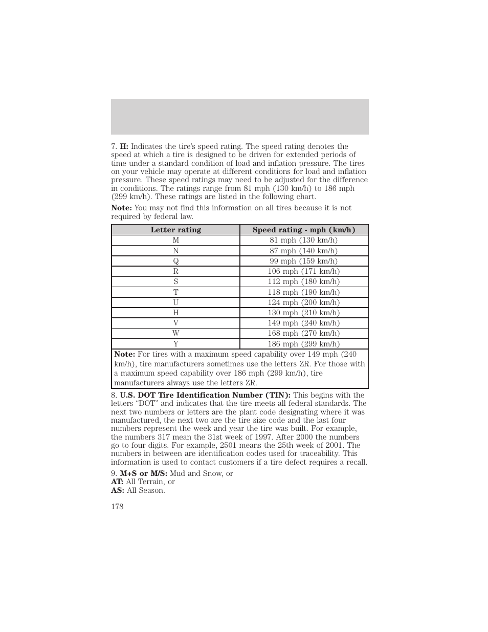 Tires, wheels and loading | FORD 2006 Explorer v.1 User Manual | Page 178 / 328