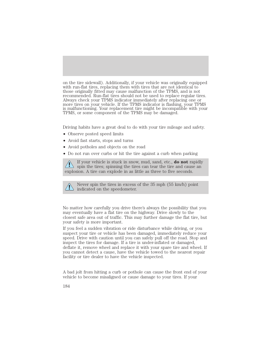 Tires, wheels and loading | FORD 2006 Explorer v.1 User Manual | Page 184 / 328