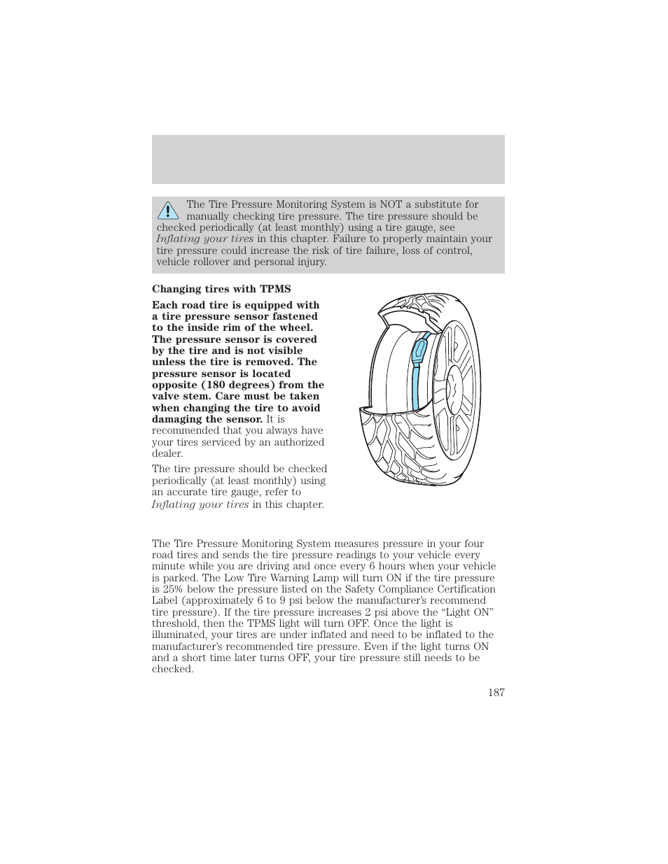 Tires, wheels and loading | FORD 2006 Explorer v.1 User Manual | Page 187 / 328