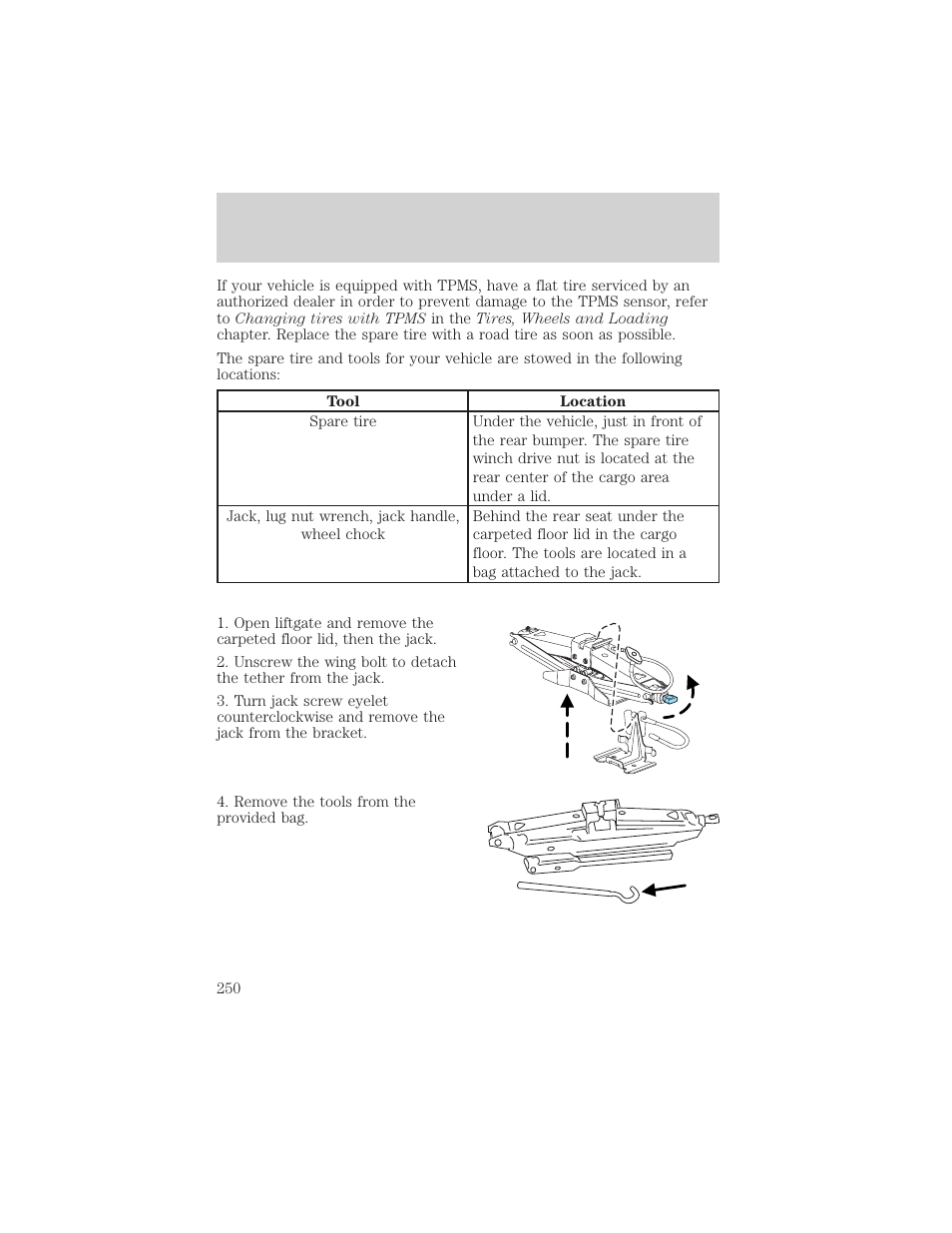 Roadside emergencies | FORD 2006 Explorer v.1 User Manual | Page 250 / 328