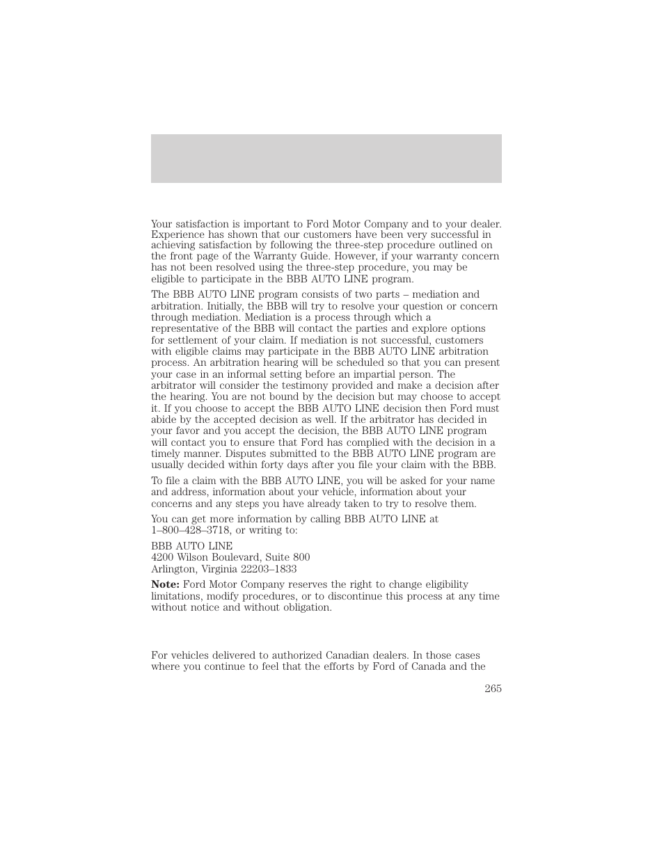 Customer assistance | FORD 2006 Explorer v.1 User Manual | Page 265 / 328