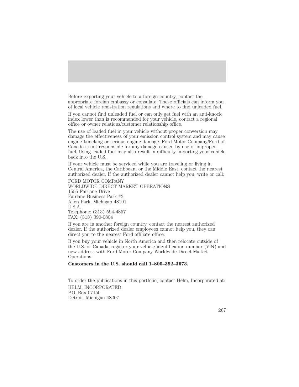 Customer assistance | FORD 2006 Explorer v.1 User Manual | Page 267 / 328