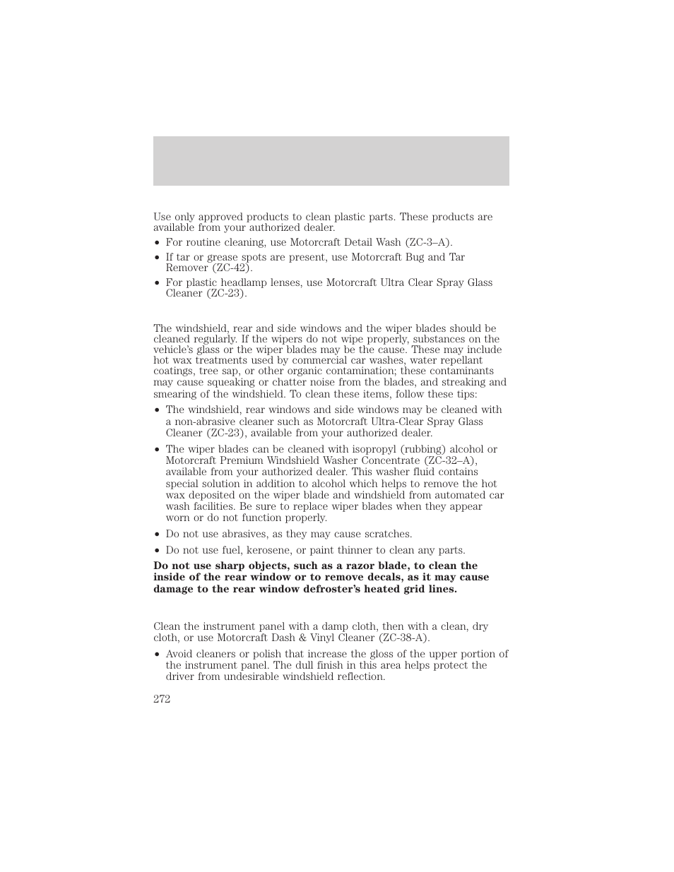Cleaning | FORD 2006 Explorer v.1 User Manual | Page 272 / 328